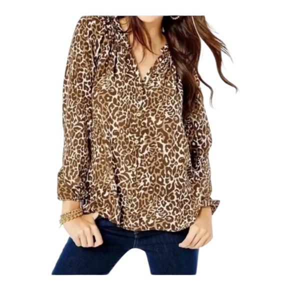 Lilly Pulitzer Animal Print Blouse - Picture 1 of 10